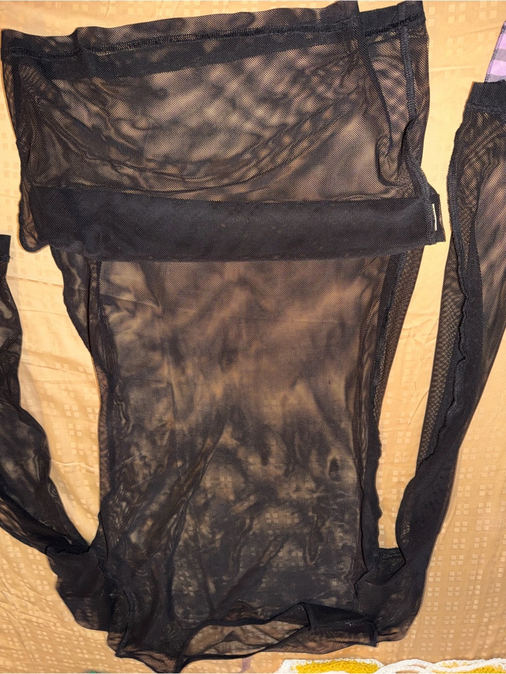 Black Sheer Mesh Long-Sleeve cover up Dress